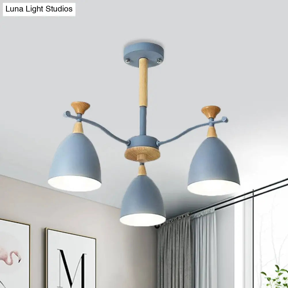 Contemporary Cone Chandelier Pendant Light - Metal 3/6/8 Lights Grey/White/Green Bedroom Lighting 3