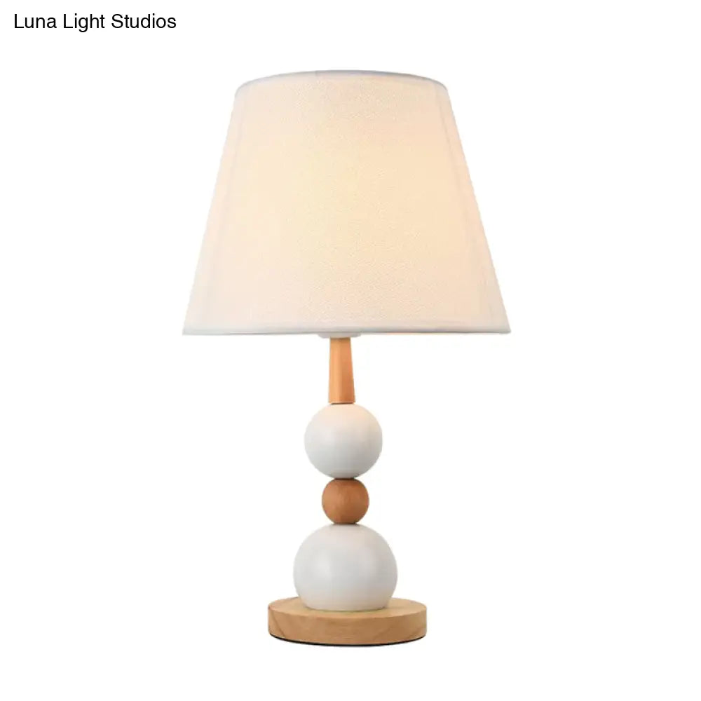 Modern Cone Desk Light: 1-Head Study Room Table Lamp With Round Wooden Base In Black/White