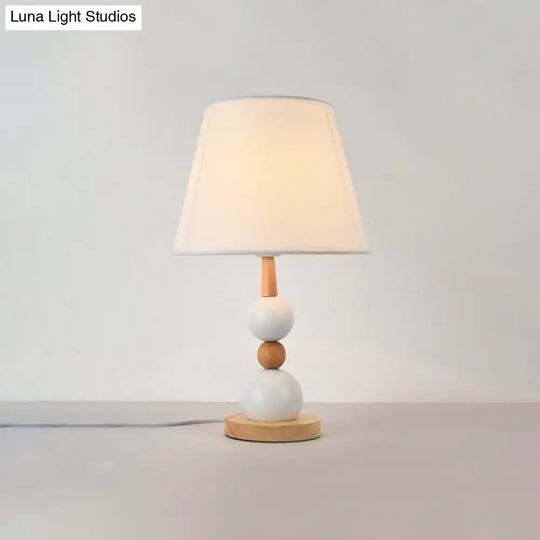 Modern Cone Desk Light: 1-Head Study Room Table Lamp With Round Wooden Base In Black/White