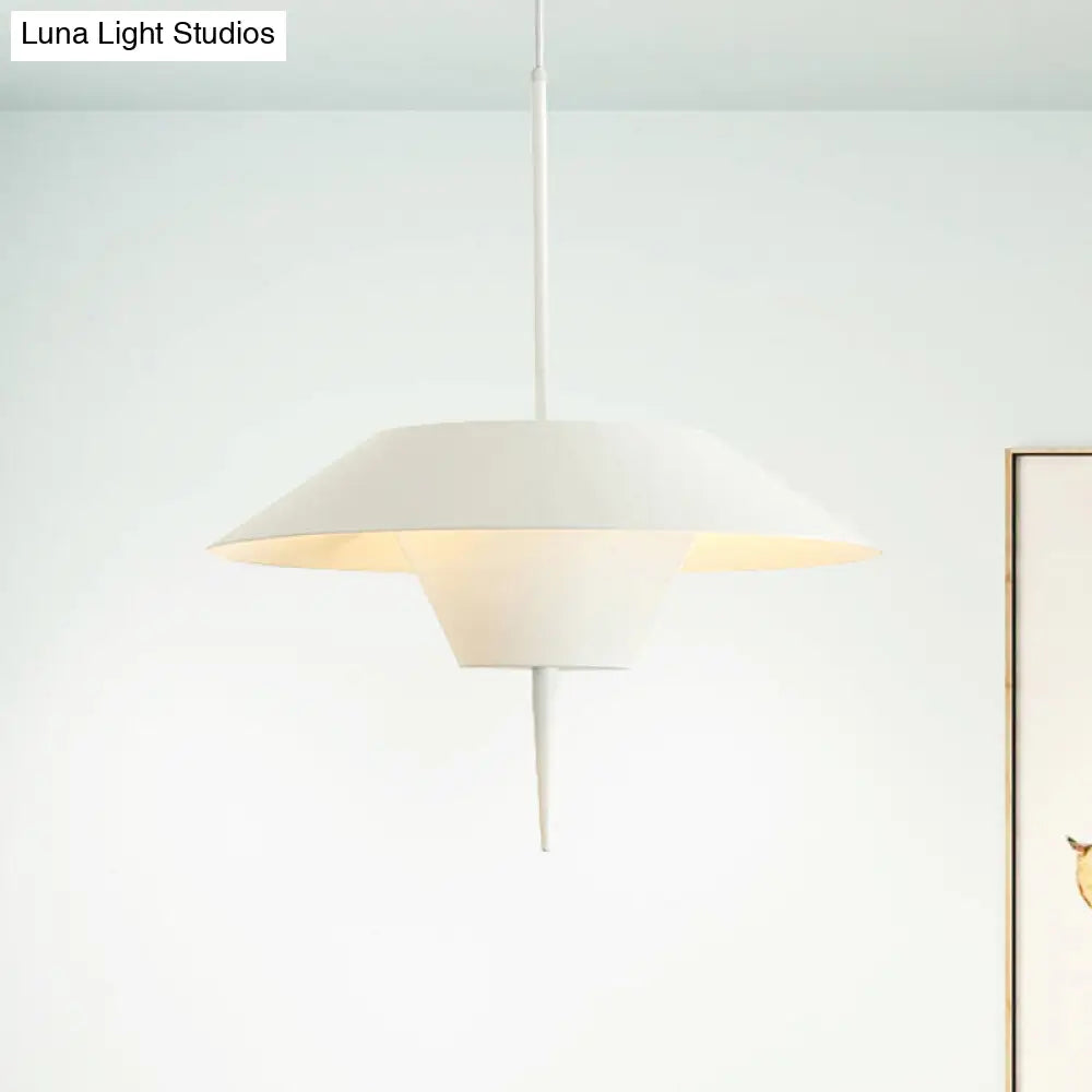 Modern Grey/White/Pink Cone Ceiling Light With Inverted Conical Insert - Metal Drop Pendant 12/16W