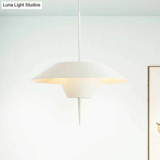 Modern Grey/White/Pink Cone Ceiling Light With Inverted Conical Insert - Metal Drop Pendant 12/16W