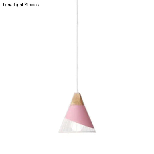 Modern Cone Pendant Light With Aluminum And Wood Design - Black/Blue Ideal For Dining Table Pink