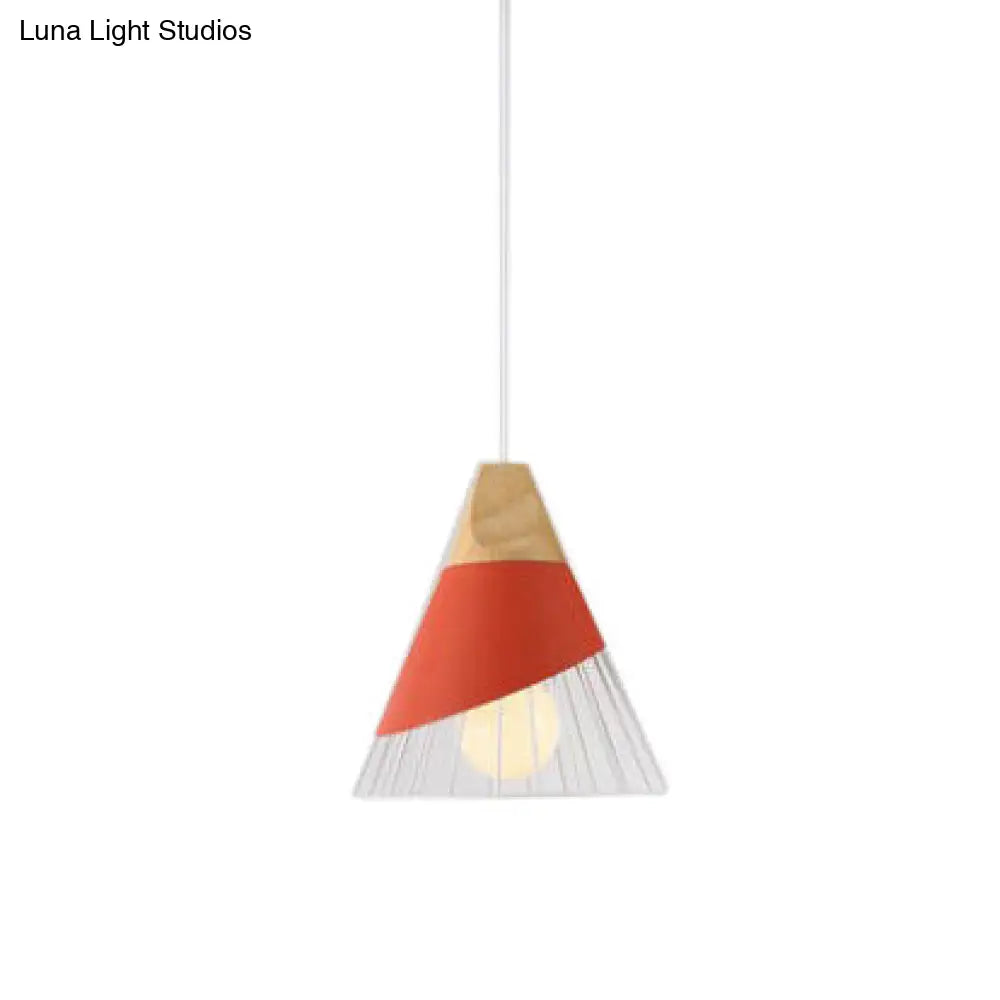 Modern Cone Pendant Light With Aluminum And Wood Design - Black/Blue Ideal For Dining Table Red