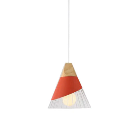 Modern Cone Pendant Light - Aluminum & Wood Black/Blue Ideal For Dining Table Red