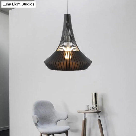 Modern Cone Shade Pendant Light - Black/Pink/Blue Fabric Hangs Beautifully In Living Room