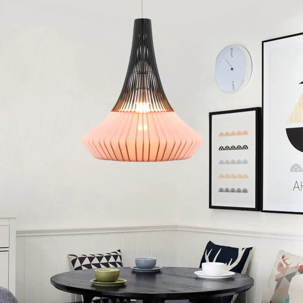 Modern Cone Shade Pendant Light - Black/Pink/Blue Fabric Hangs Beautifully In Living Room Pink