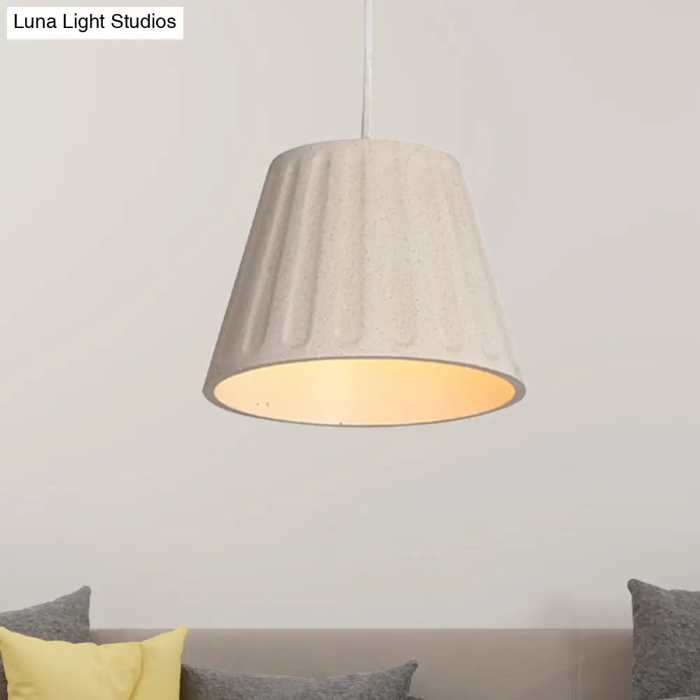 Modern Cone Shaped Cement Suspension Light With White Hanging Ceiling - Ideal For Living Room