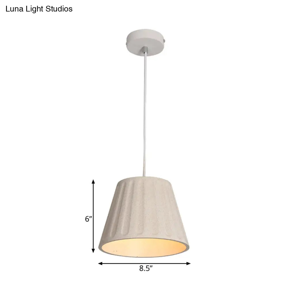 Modern Cone-Shaped Cement Pendant Light: 1 White Light For Living Room