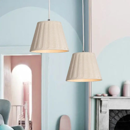 Modern Cone Shaped Cement Suspension Light With White Hanging Ceiling - Ideal For Living Room