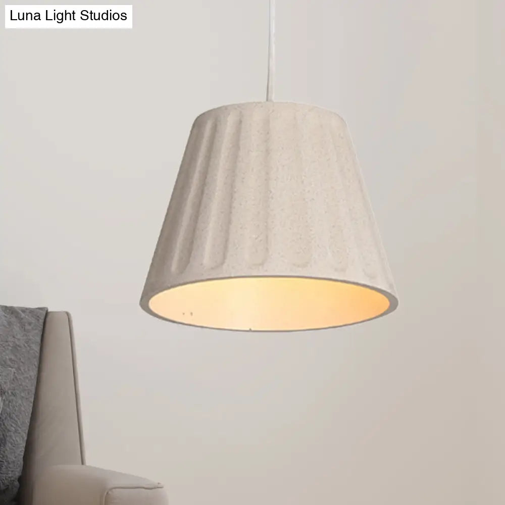 Modern Cone Shaped Cement Suspension Light With White Hanging Ceiling - Ideal For Living Room