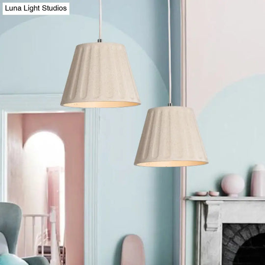 Modern Cone-Shaped Cement Pendant Light: 1 White Light For Living Room