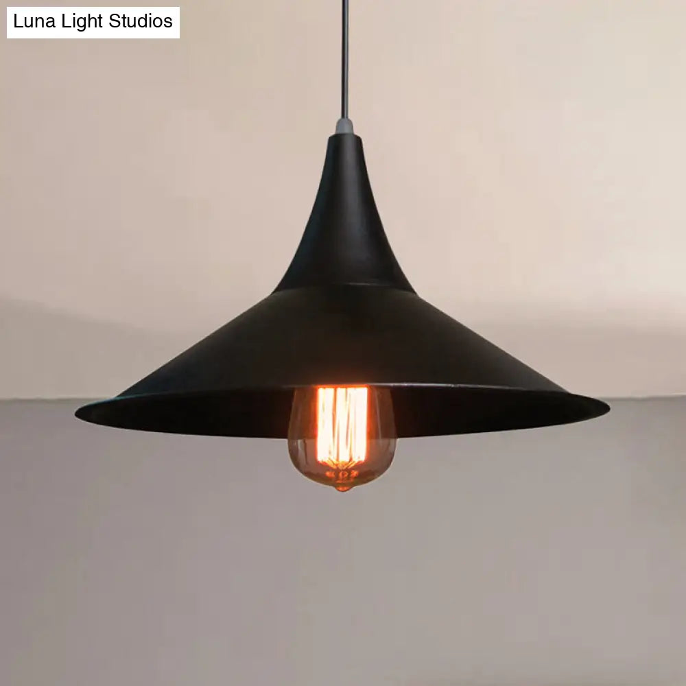 Simple Style Pendant Lighting With Conic Shade In Black/White For Dining Table Black