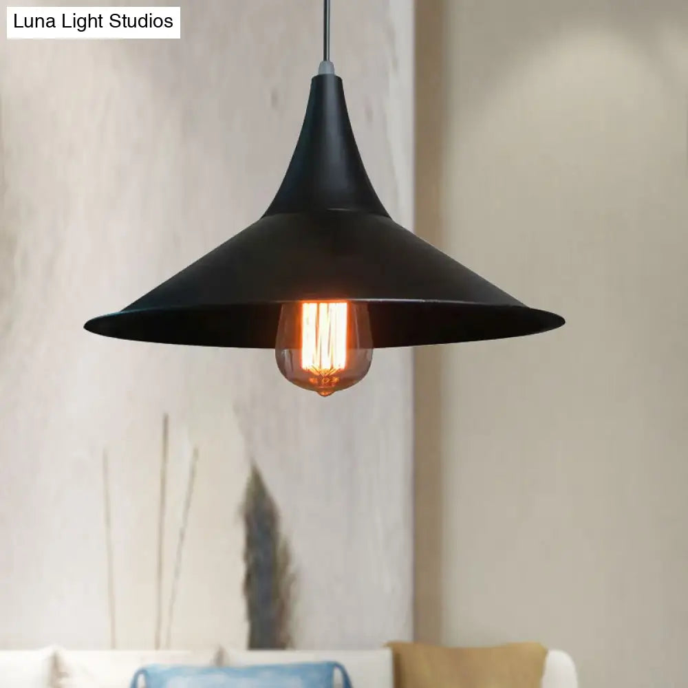 Modern Conic Shade Pendant Light In Black/White For Dining Table