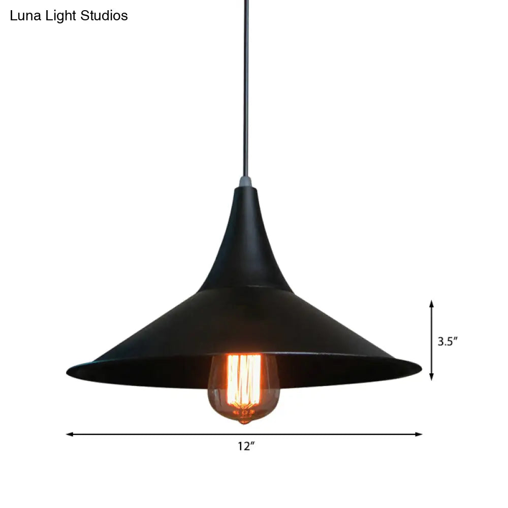 Modern Conic Shade Pendant Light In Black/White For Dining Table