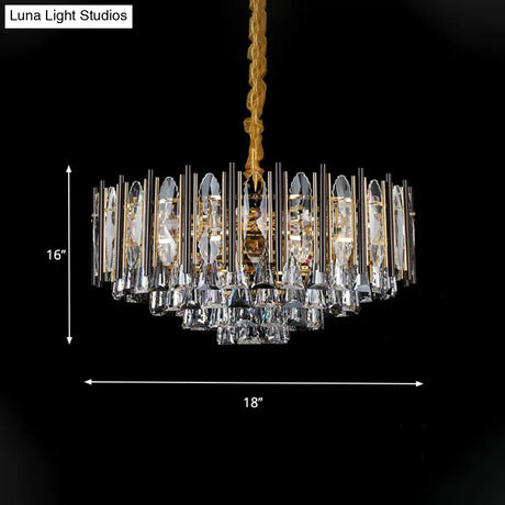 Modern Conical Crystal Pendant Chandelier - Clear 7-Light Black Living Room Hanging Lamp