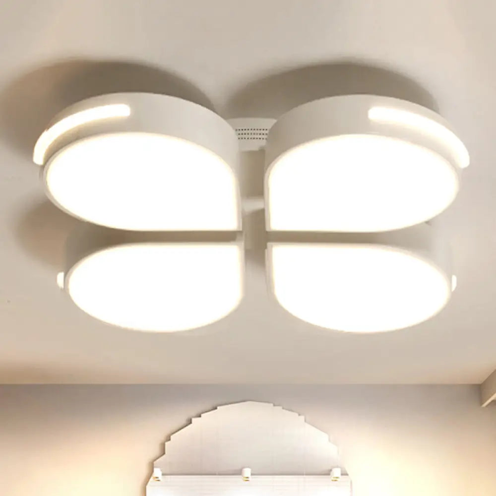 Modern Contemporary Flower Flush Mount Ceiling Light In White For Kid’s Bedroom / Warm