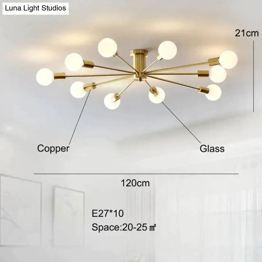 Modern Copper Ceiling Light Dining Brass Lamp Living Led Fixtures Kitchen Lustres Lights Nordic