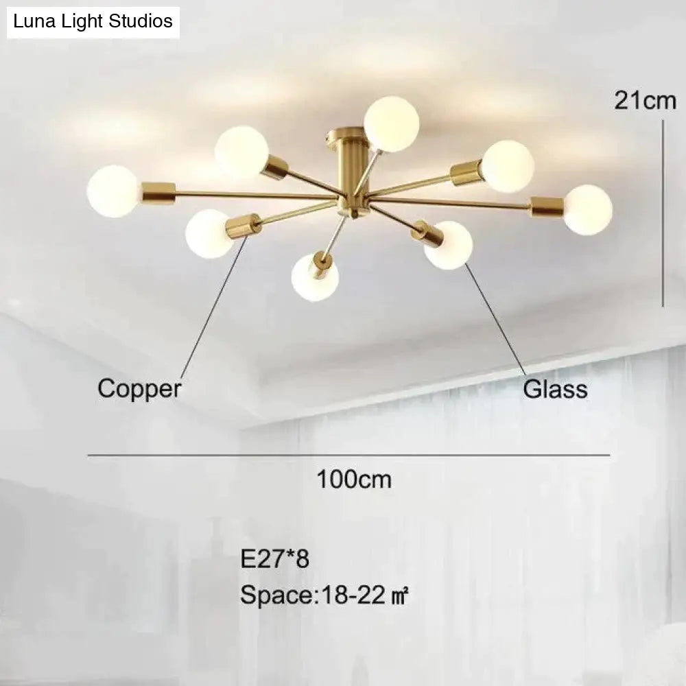 Modern Copper Ceiling Light Dining Brass Lamp Living Led Fixtures Kitchen Lustres Lights Nordic