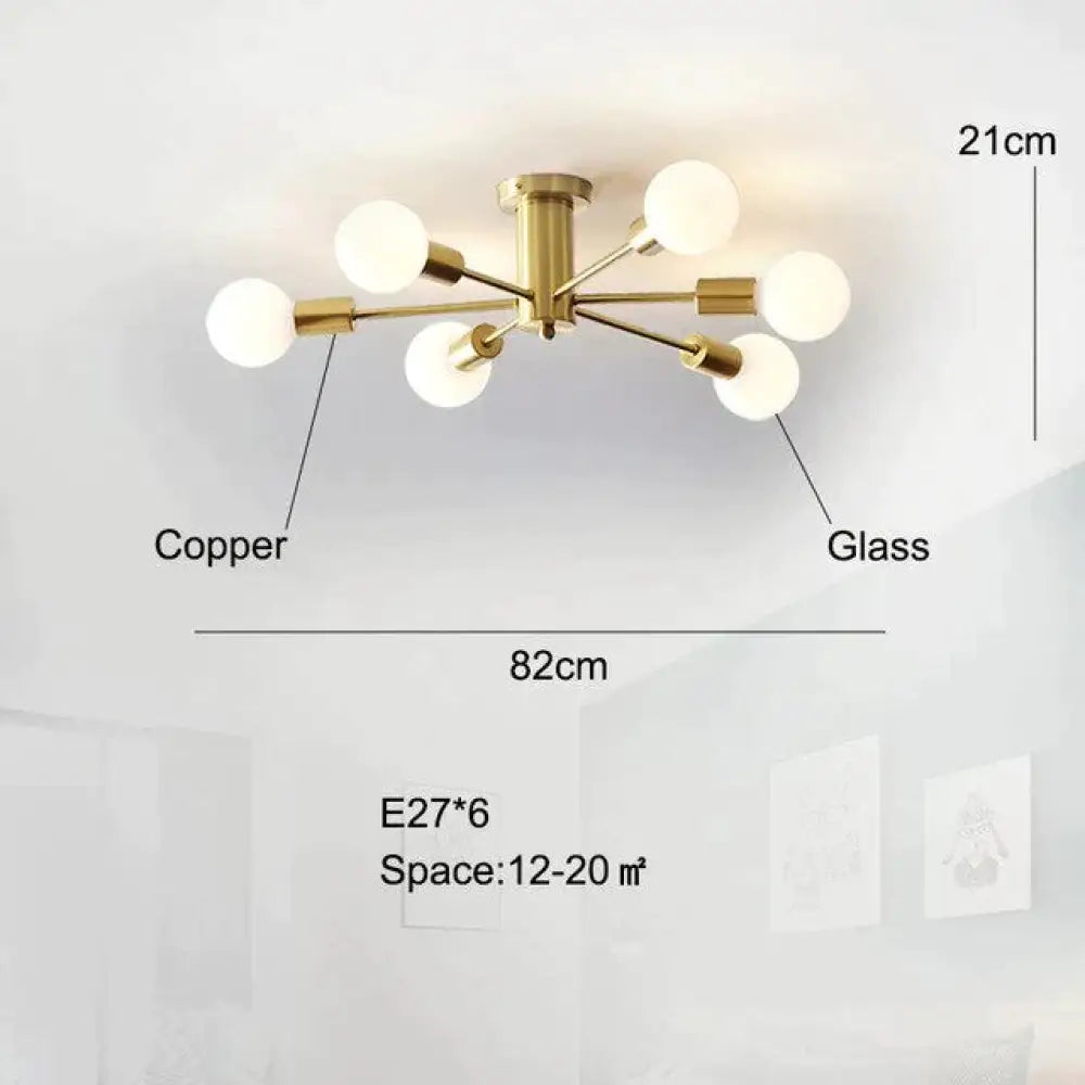 Modern Copper Ceiling Light Dining Brass Lamp Living Led Fixtures Kitchen Lustres Lights Nordic