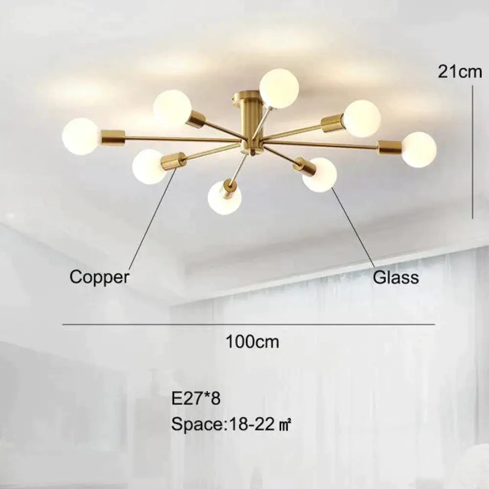 Modern Copper Ceiling Light Dining Brass Lamp Living Led Fixtures Kitchen Lustres Lights Nordic