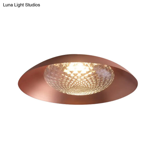 Modern Copper Flush Ceiling Light With Grid Glass Cover