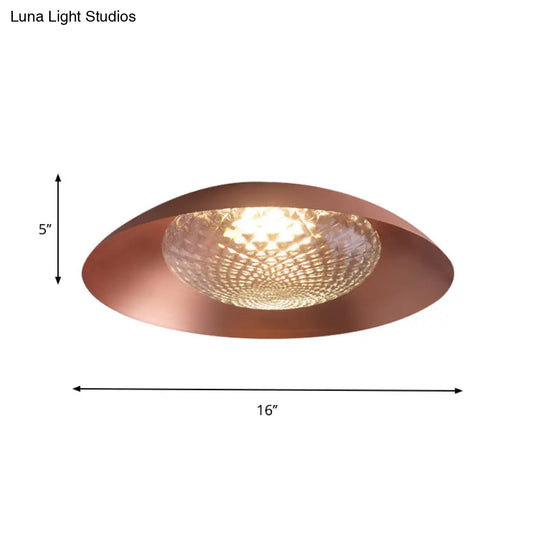 Modern Copper Flush Ceiling Light With Grid Glass Cover