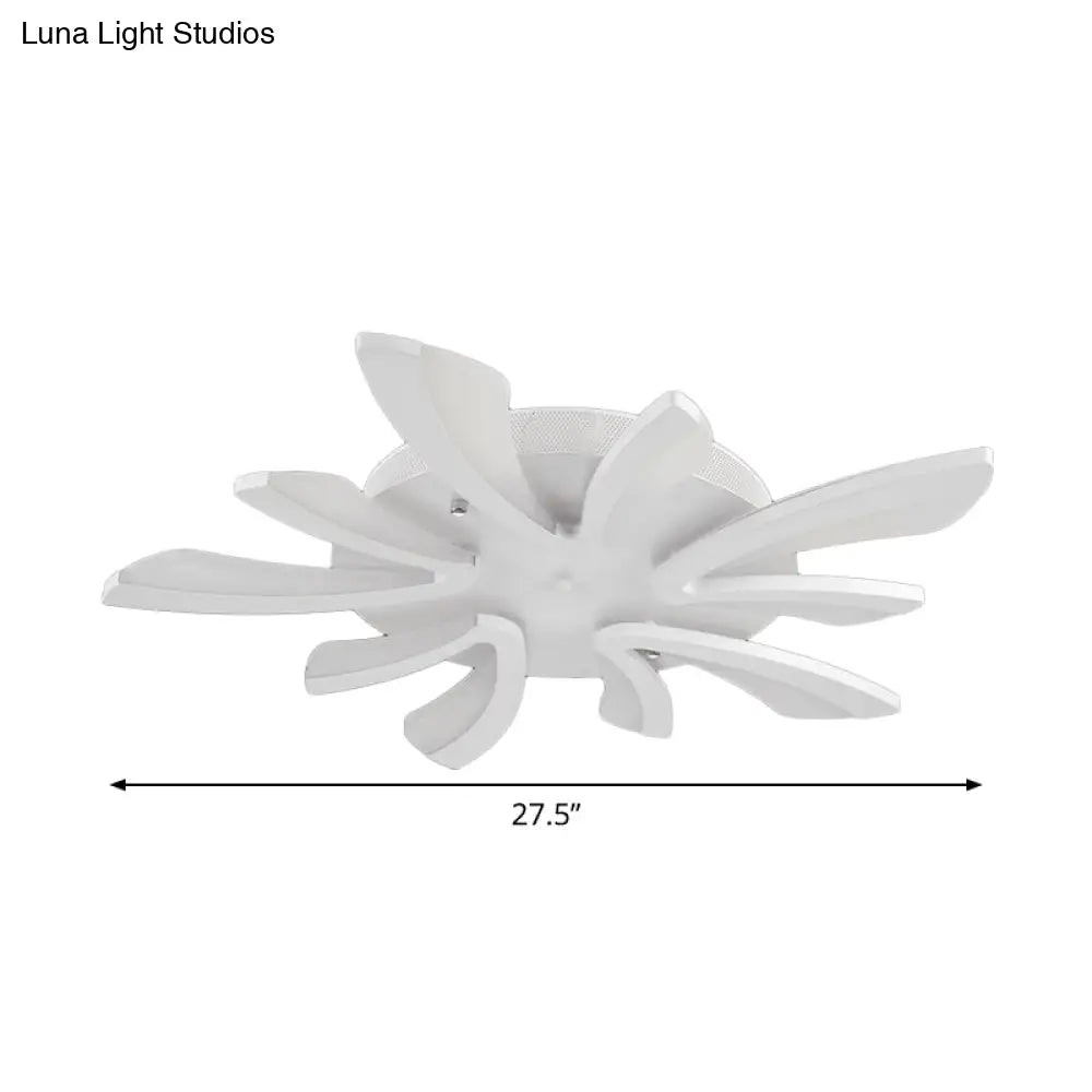 Modern Coral Semi Flush Mount Ceiling Light - 3/5/12-Head Acrylic Flushmount In Warm/White