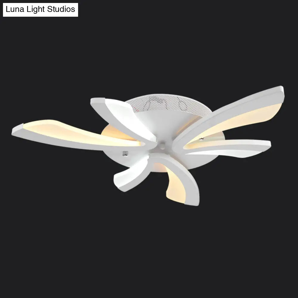 Modern Coral Semi Flush Mount Ceiling Light - 3/5/12-Head Acrylic Flushmount In Warm/White