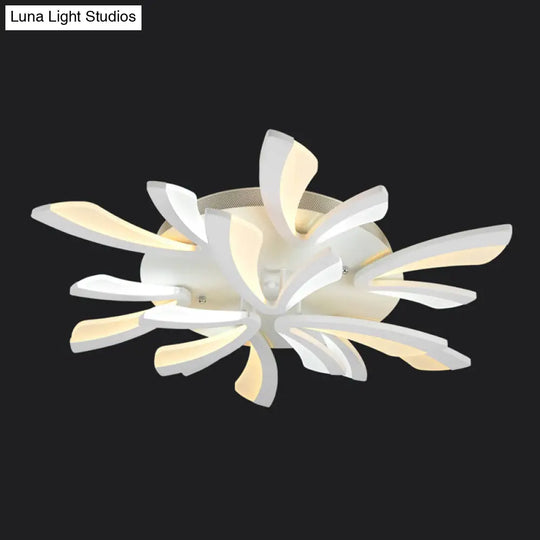 Modern Coral Semi Flush Mount Ceiling Light - 3/5/12-Head Acrylic Flushmount In Warm/White