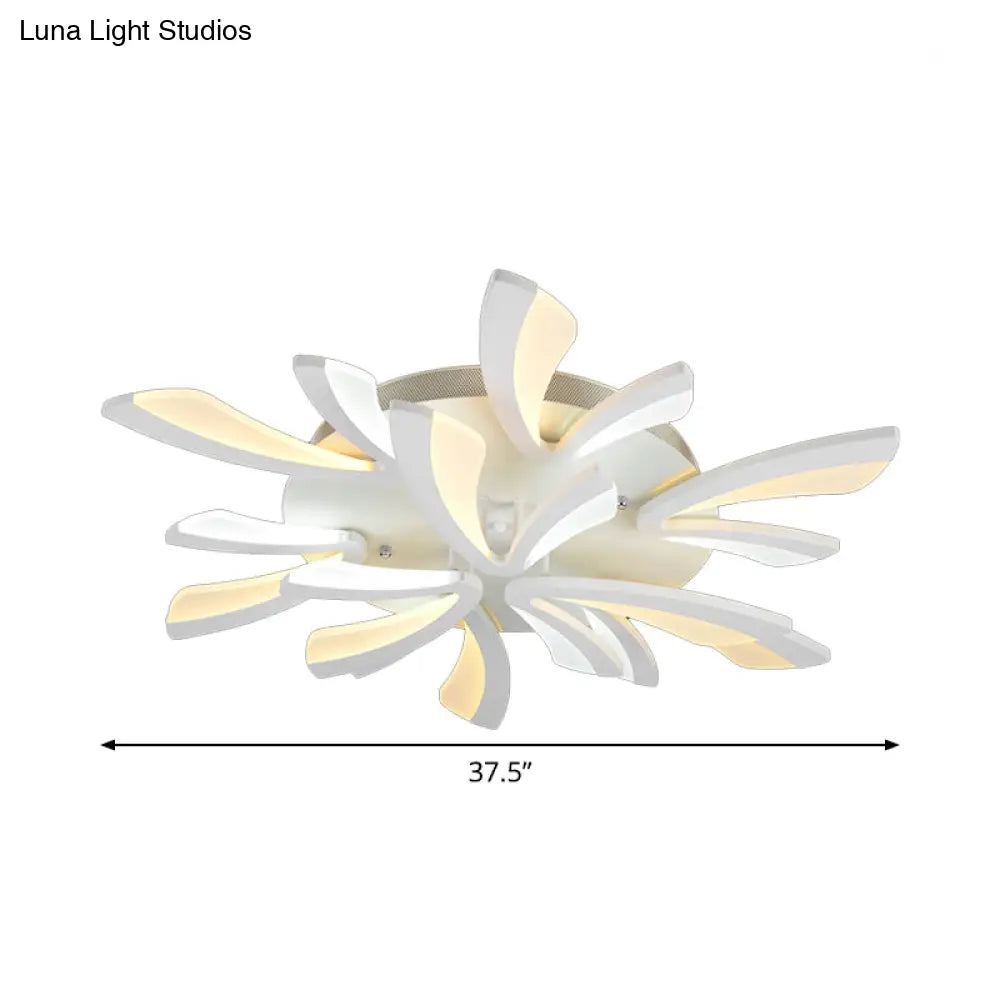 Modern Coral Semi Flush Mount Ceiling Light - 3/5/12-Head Acrylic Flushmount In Warm/White