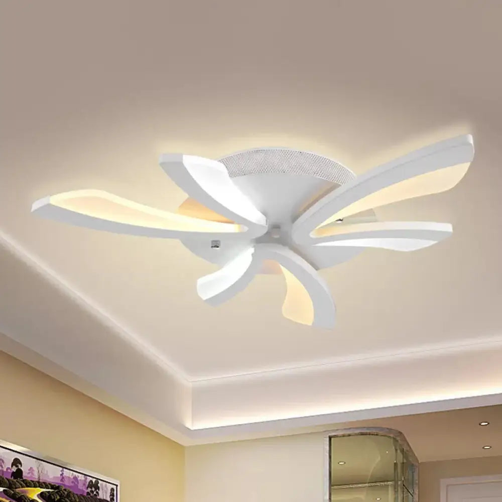 Modern Coral Semi Flush Mount Ceiling Light - 3/5/12-Head Acrylic Flushmount In Warm/White 3 / White