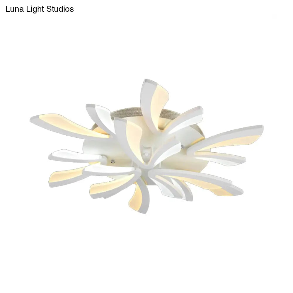 Modern Coral Semi Flush Mount Ceiling Light - 3/5/12-Head Acrylic Flushmount In Warm/White