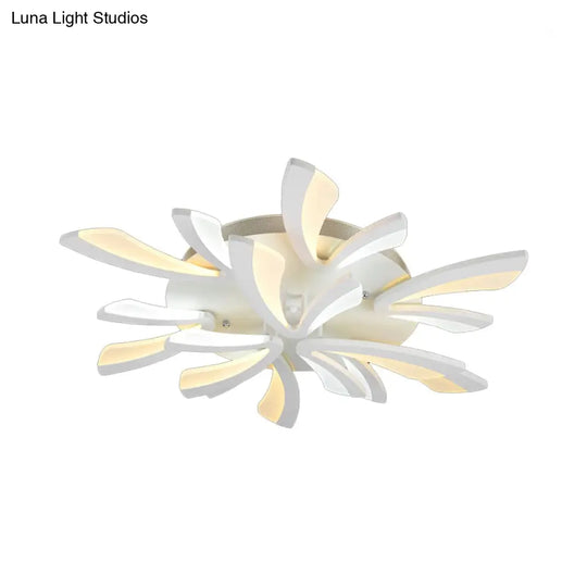 Modern Coral Semi Flush Mount Ceiling Light - 3/5/12-Head Acrylic Flushmount In Warm/White