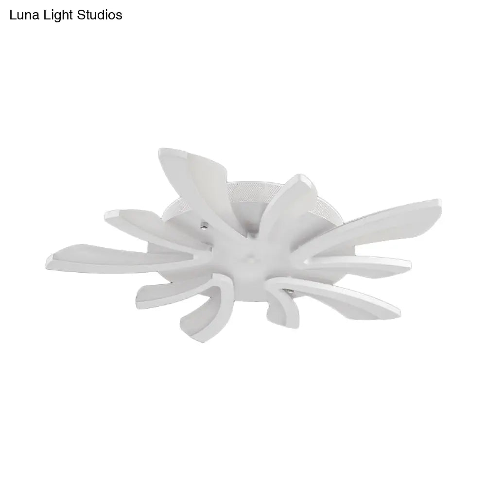 Modern Coral Semi Flush Mount Ceiling Light - 3/5/12-Head Acrylic Flushmount In Warm/White