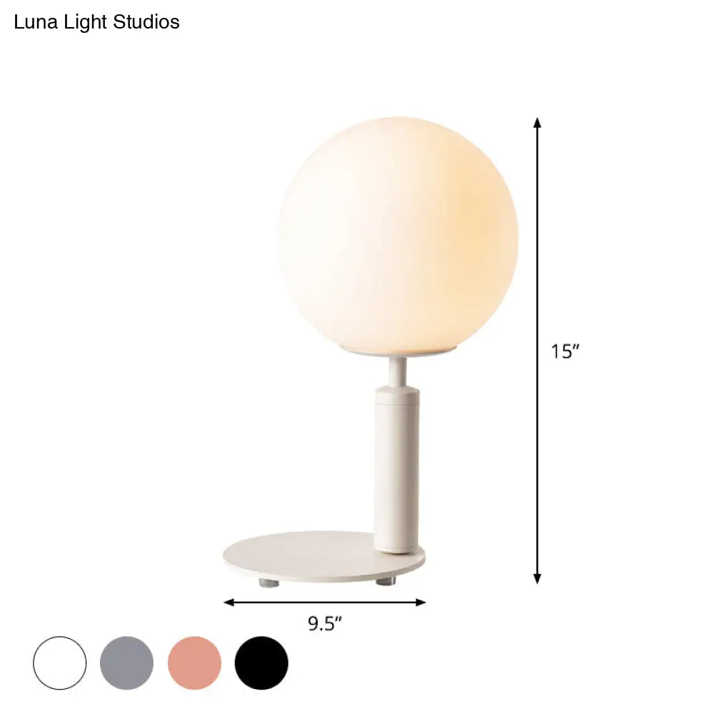 Modern Cream Glass Ball Night Table Lamp With 1-Bulb: Black/Grey/White Reading Book Light