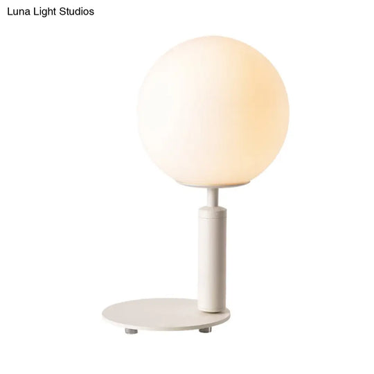 Modern Cream Glass Ball Night Table Lamp With 1-Bulb: Black/Grey/White Reading Book Light