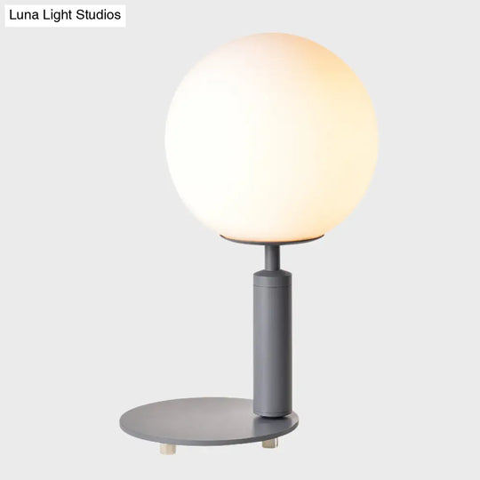 Modern Cream Glass Ball Night Table Lamp With 1-Bulb: Black/Grey/White Reading Book Light