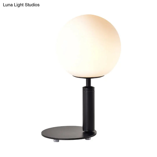 Modern Cream Glass Ball Night Table Lamp With 1-Bulb: Black/Grey/White Reading Book Light