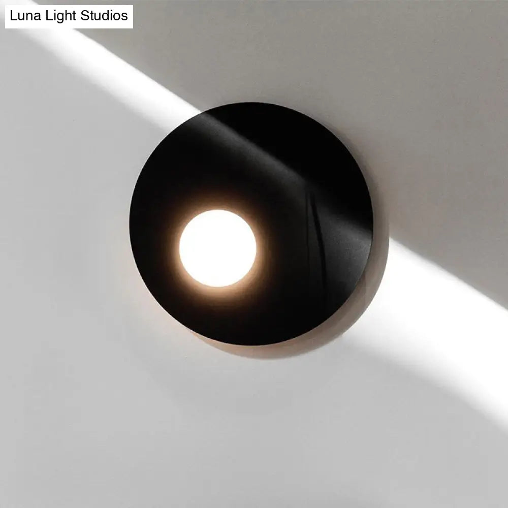 Modern Cream Glass Flush Mount Lamp: Designer 1 - Light Ceiling Fixture With Black/Brass Disk Top