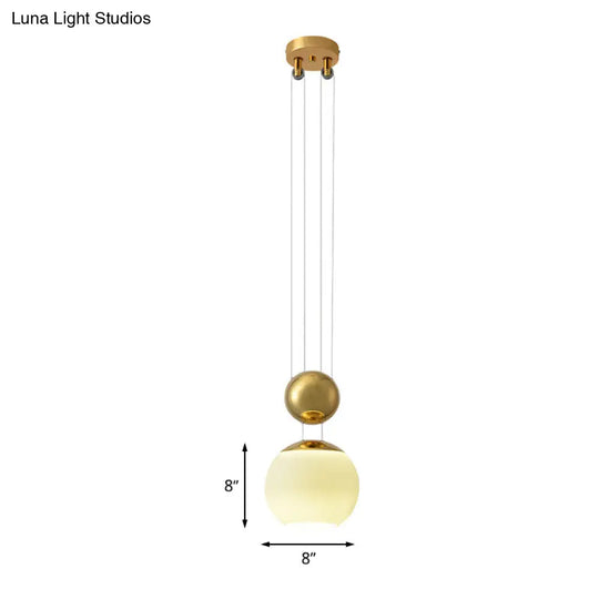 Modern Cream Glass Pendant Lamp With Gold Finish - Ideal For Restaurant Lighting