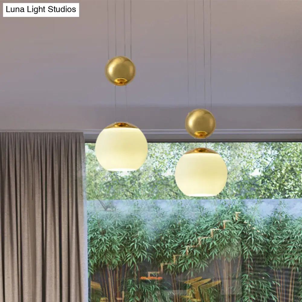 Modern Cream Glass Pendant Lamp With Gold Finish - Ideal For Restaurant Lighting