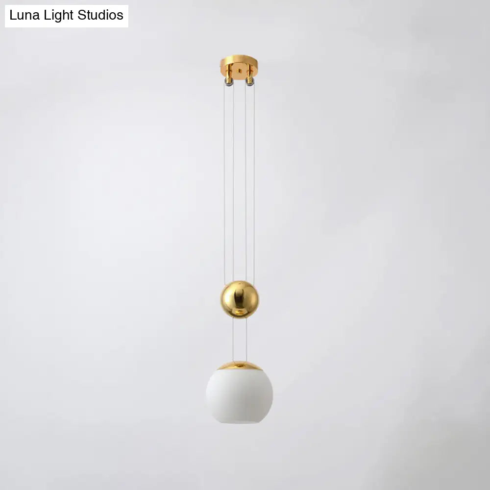 Modern Cream Glass Pendant Lamp With Gold Finish - Ideal For Restaurant Lighting