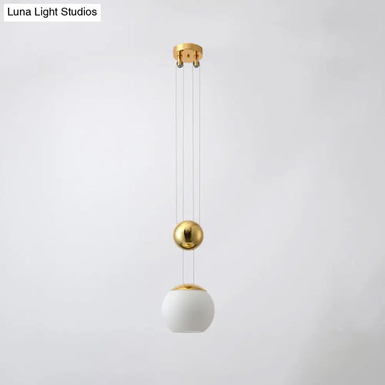 Modern Cream Glass Pendant Lamp With Gold Finish - Ideal For Restaurant Lighting