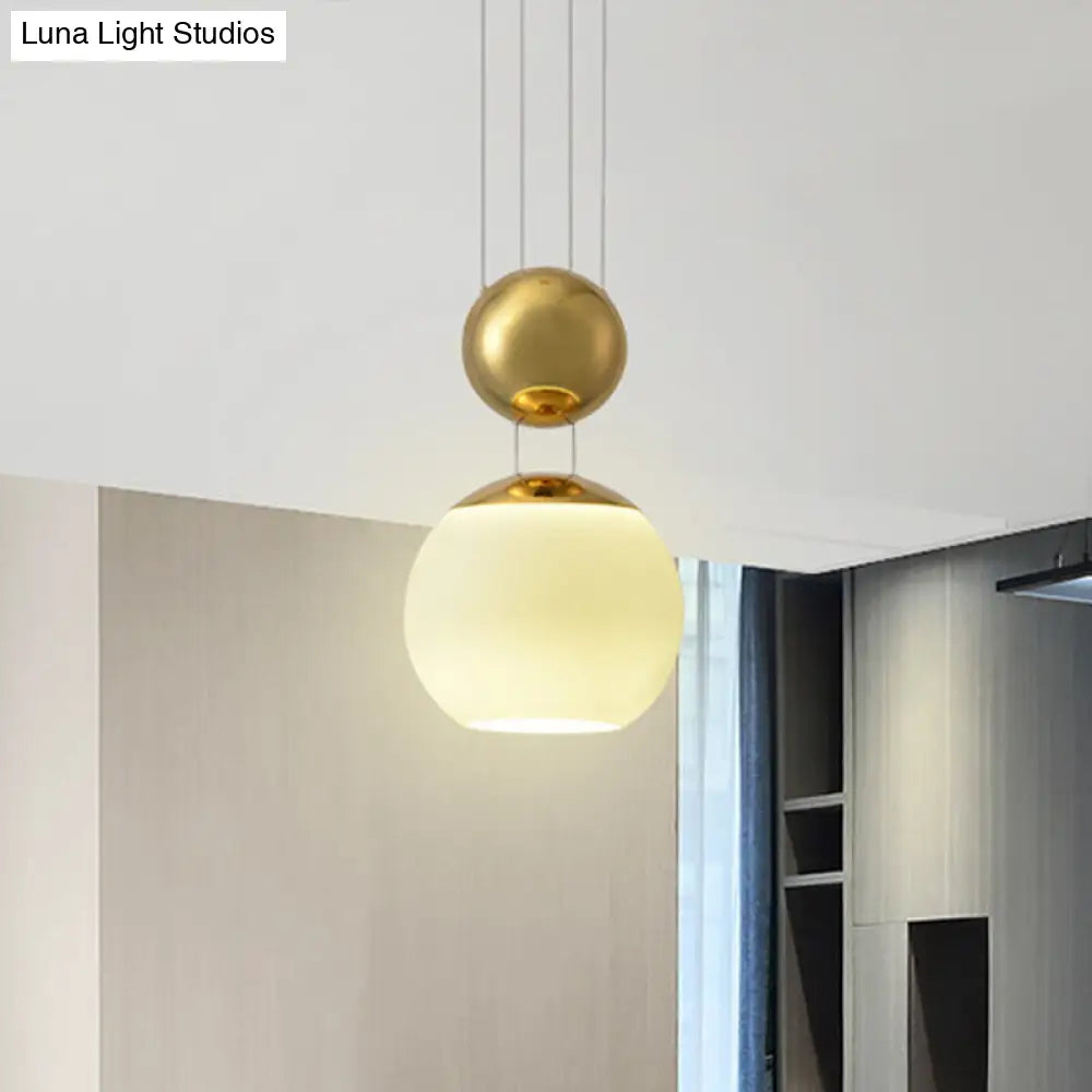 Modern Cream Glass Pendant Lamp With Gold Finish - Ideal For Restaurant Lighting