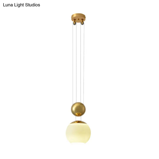 Modern Cream Glass Pendant Lamp With Gold Finish - Ideal For Restaurant Lighting