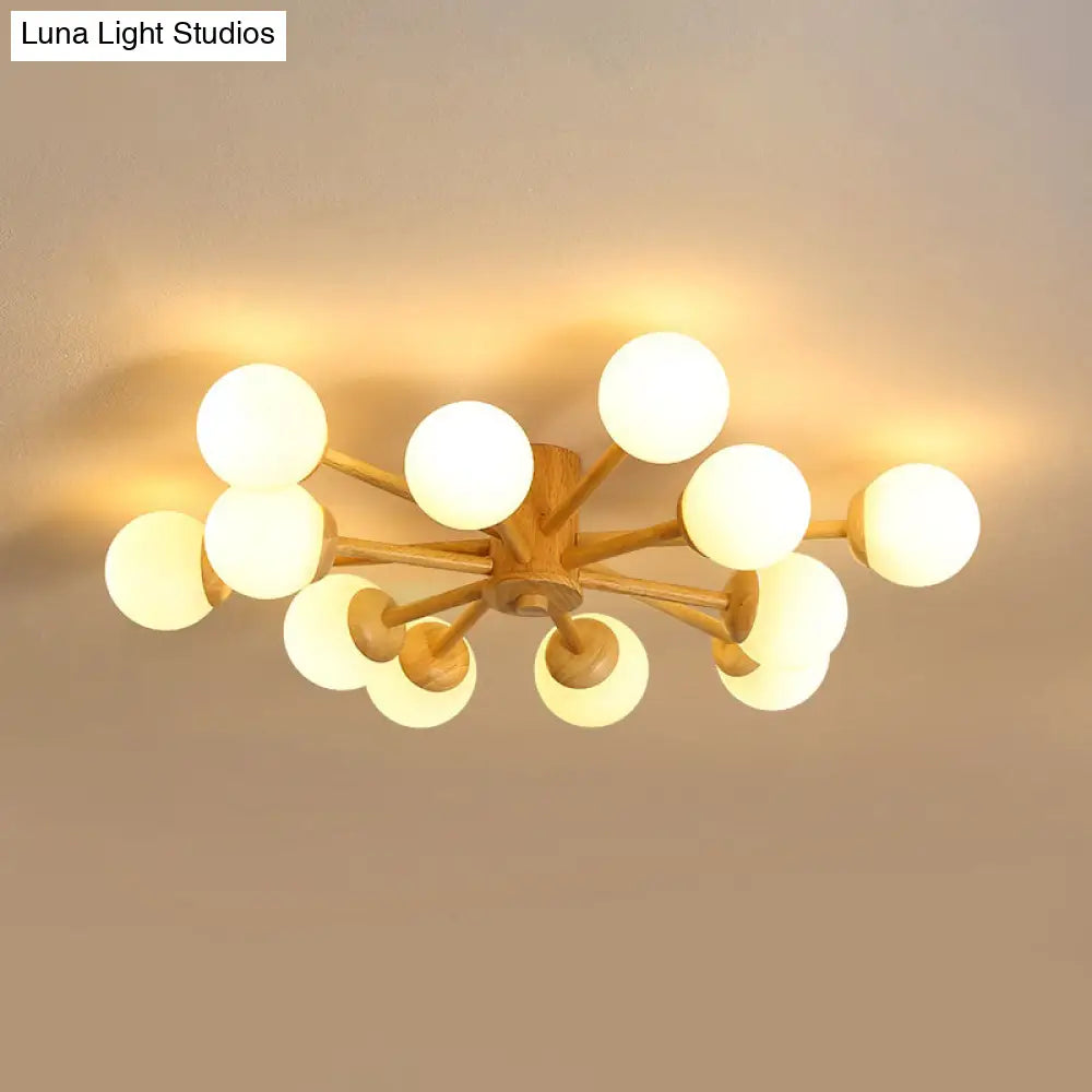 Modern Cream Glass Sputnik Flush Mount Ceiling Light For Living Room
