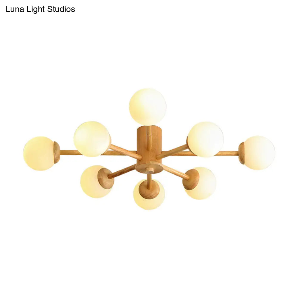 Modern Cream Glass Sputnik Flush Mount Ceiling Light For Living Room