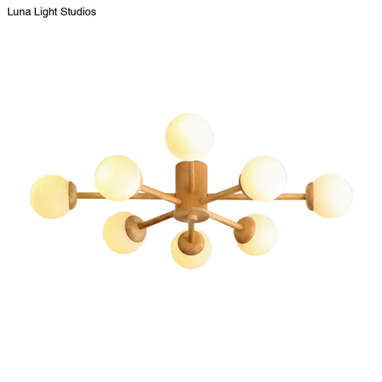 Modern Cream Glass Sputnik Flush Mount Ceiling Light For Living Room