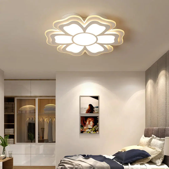 Modern Creative Flower Flush Mount Light With Acrylic Diffuser - Led Bedroom Ceiling In Warm/White