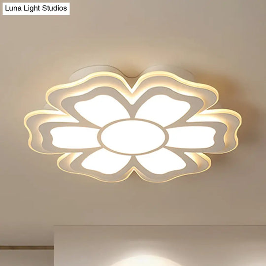 Modern Creative Flower Flush Mount Light With Acrylic Diffuser - Led Bedroom Ceiling In Warm/White